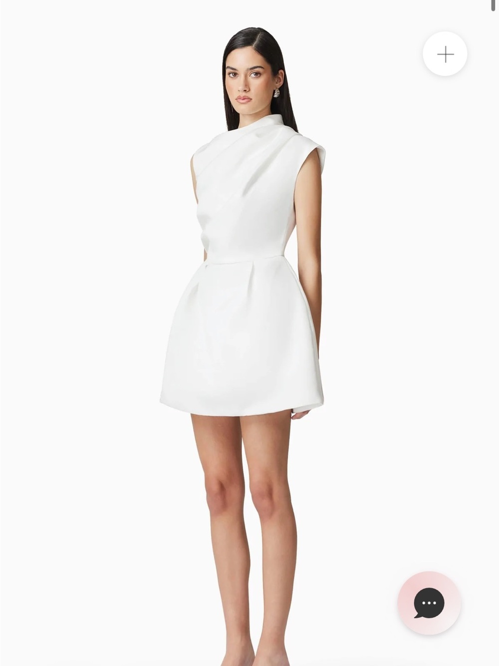 Elliatt White Draped-Neck Mini Dress - grad/wedding